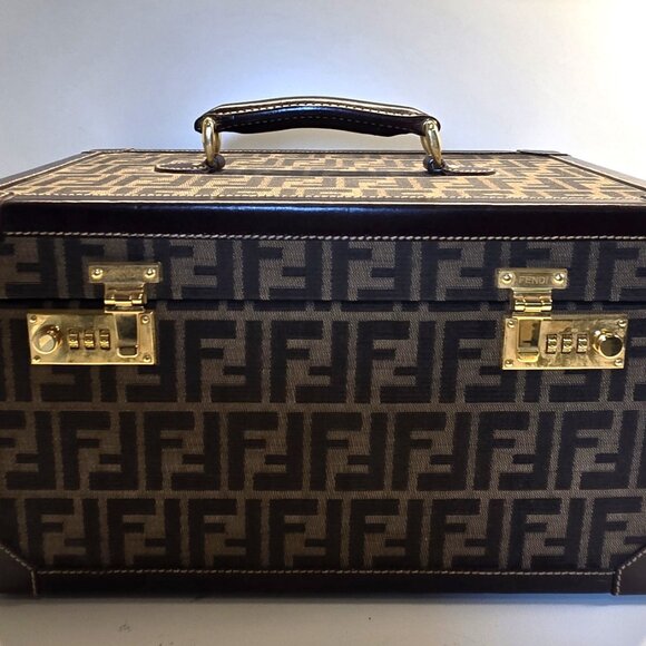 Rare Fendi Vintage Zucca Pattern Canvas Leather Jewelry Box/Handbag - Picture 2 of 16